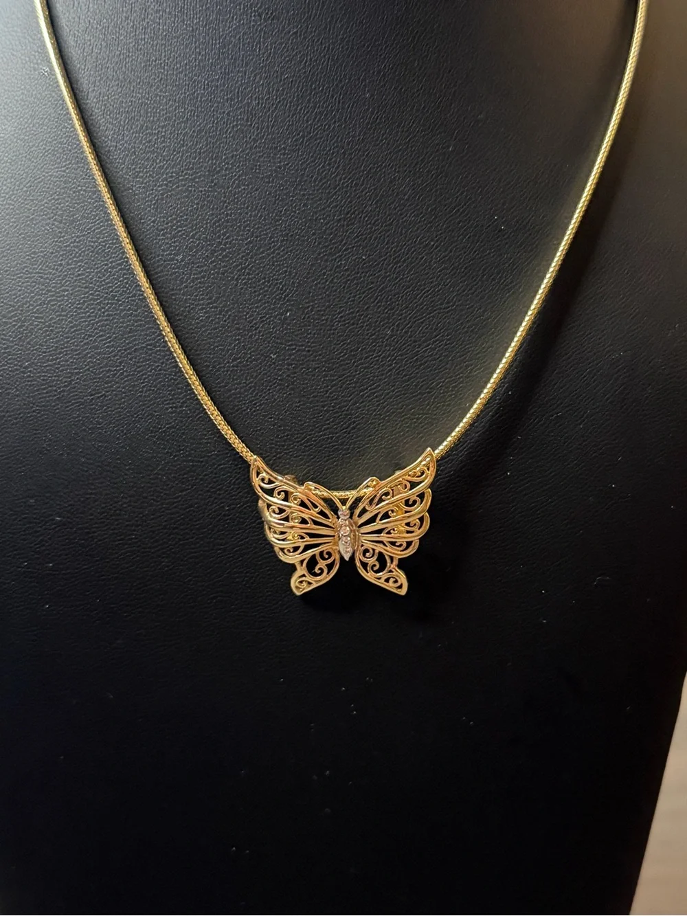 14k Gold Butterfly Slide Pendant with Diamond Accents - chain not included
